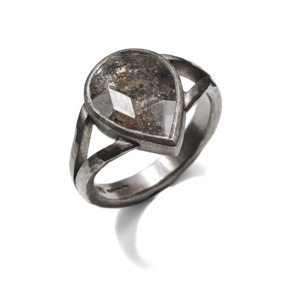 Natural grey diamond ring