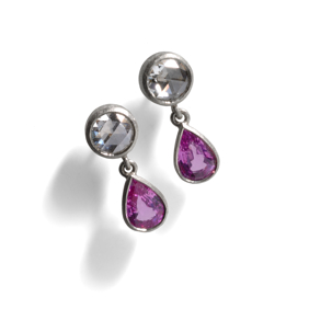 platinum pink sapphire earrings