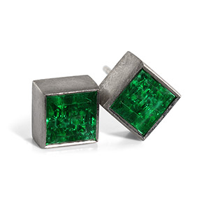 Platinum Emerald Earrings 