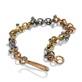 18ct yellow,white and rose gold bracelet 