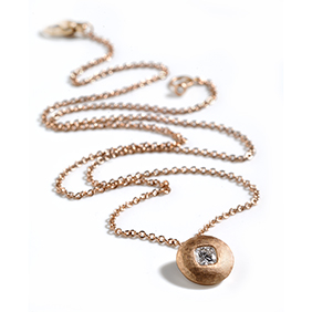 18ct rose gold disc necklace
