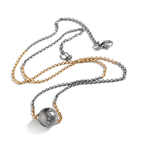Platinum hammered ball necklace