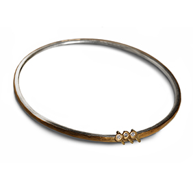 Silver and 22ct gold bangle