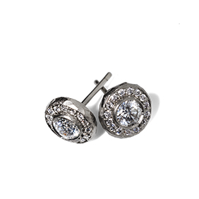 Platinum channel set diamond earrings