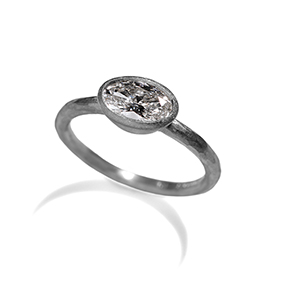 Platinum oval diamond ring