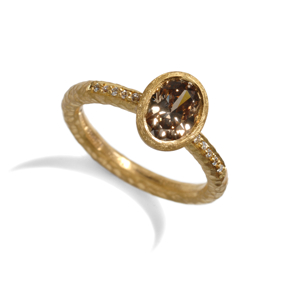 oval fancy brown diamond ring