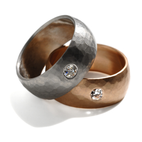 platinum and rose gold diamond rings