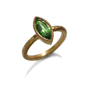 Gold tsavorite garnet ring