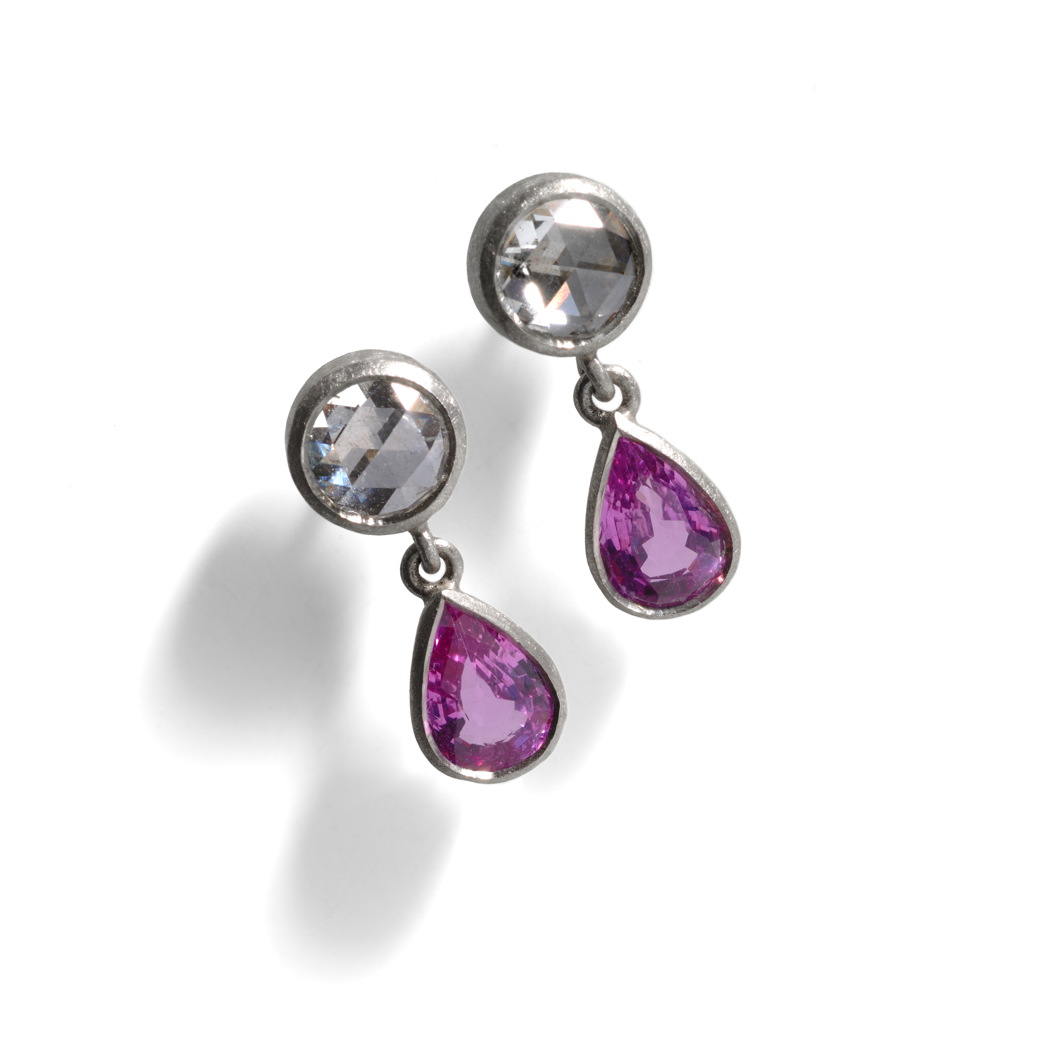 platinum pink sapphire earrings