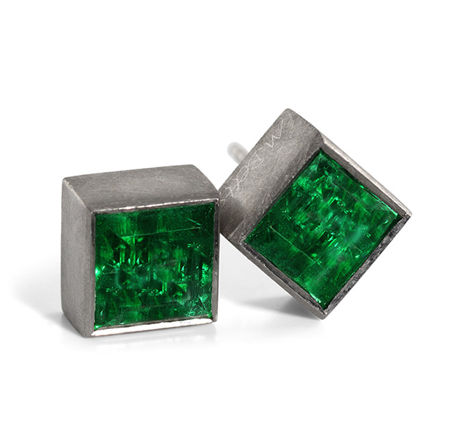Platinum Emerald Earrings 