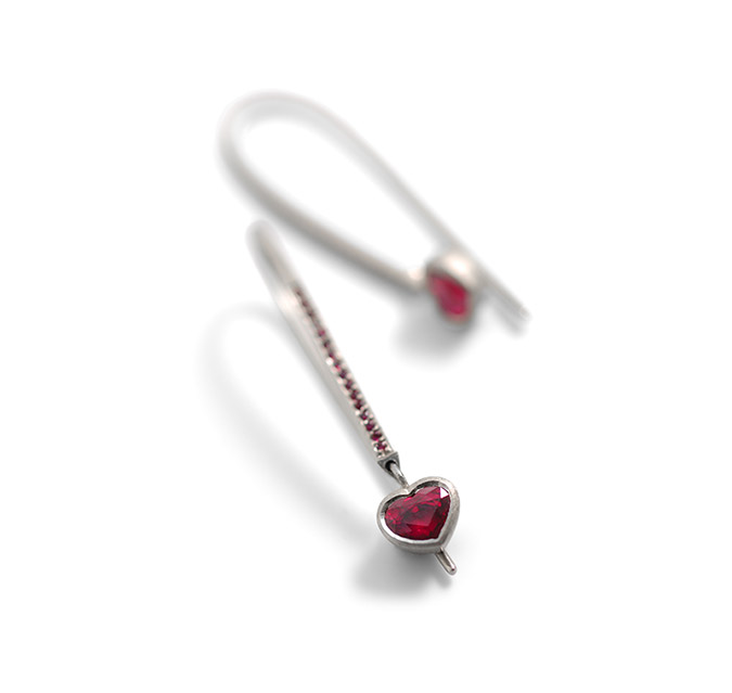 Heart Ruby Earrings 