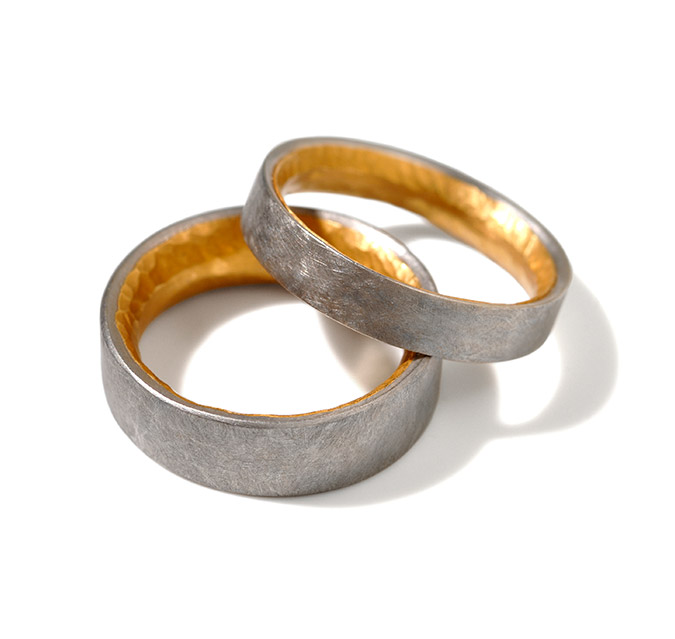 Platinum and gold wedding rings