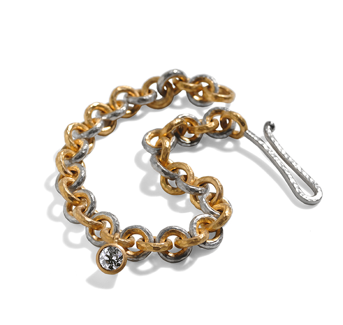 Platinum and 22ct gold link bracelet