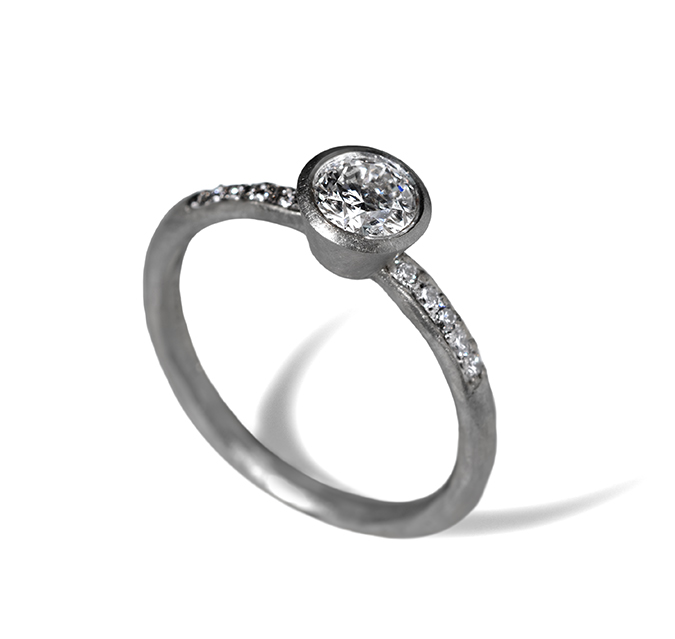 Platinum brilliant cut diamond ring