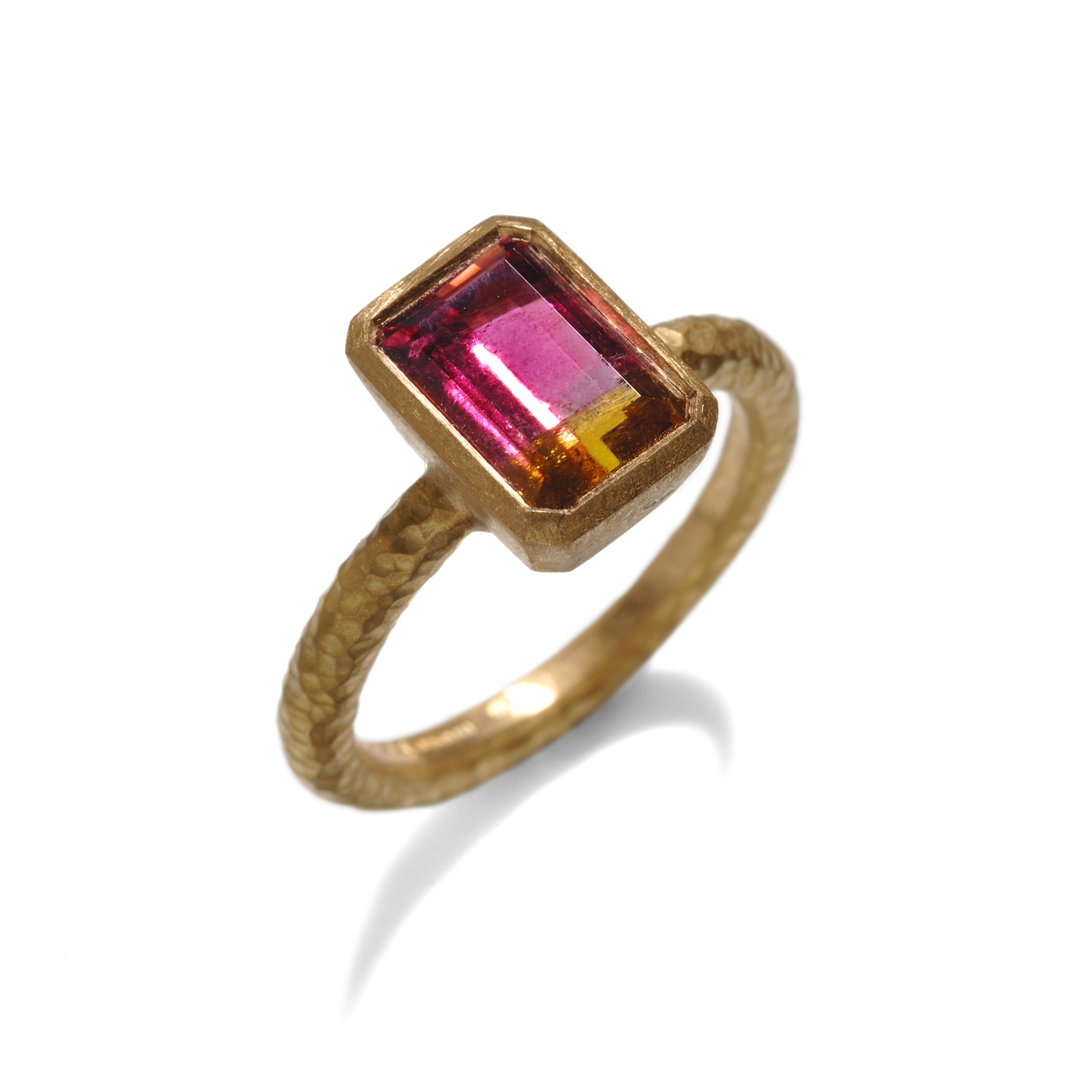 Gold bicolour tourmaline ring